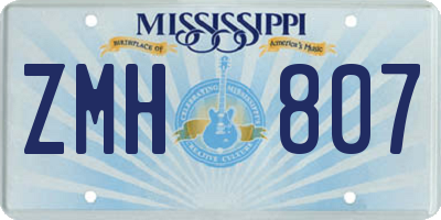MS license plate ZMH807