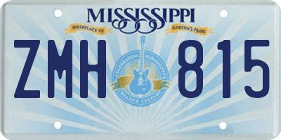 MS license plate ZMH815
