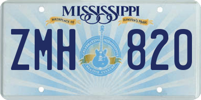 MS license plate ZMH820