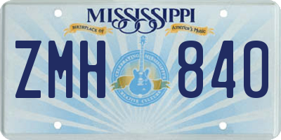 MS license plate ZMH840