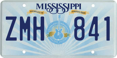 MS license plate ZMH841