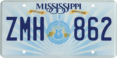 MS license plate ZMH862
