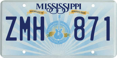 MS license plate ZMH871