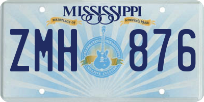 MS license plate ZMH876