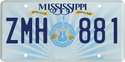 MS license plate ZMH881
