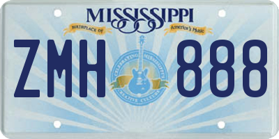 MS license plate ZMH888