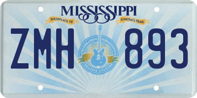 MS license plate ZMH893