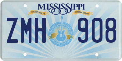MS license plate ZMH908