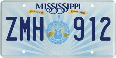 MS license plate ZMH912