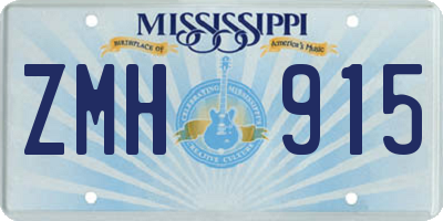 MS license plate ZMH915