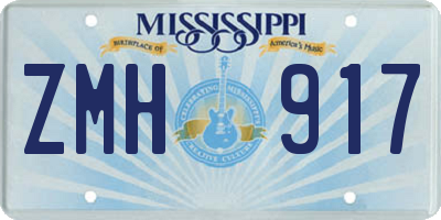 MS license plate ZMH917