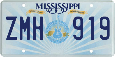 MS license plate ZMH919