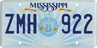 MS license plate ZMH922