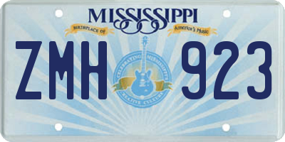 MS license plate ZMH923
