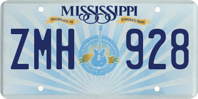 MS license plate ZMH928