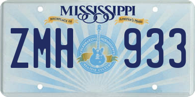MS license plate ZMH933