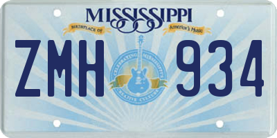 MS license plate ZMH934