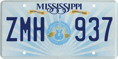 MS license plate ZMH937