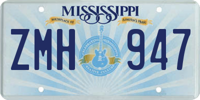 MS license plate ZMH947