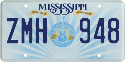MS license plate ZMH948