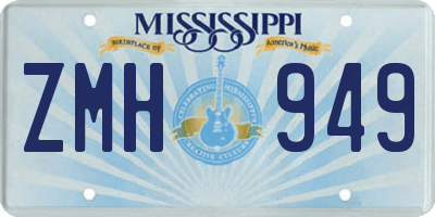 MS license plate ZMH949