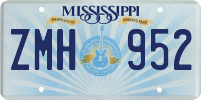 MS license plate ZMH952