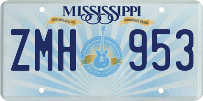 MS license plate ZMH953