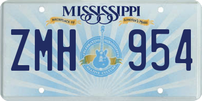 MS license plate ZMH954