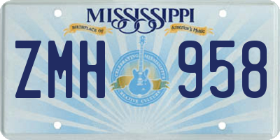 MS license plate ZMH958