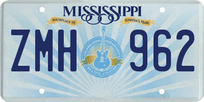 MS license plate ZMH962