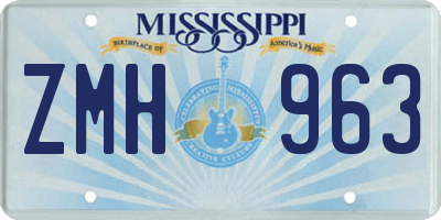 MS license plate ZMH963