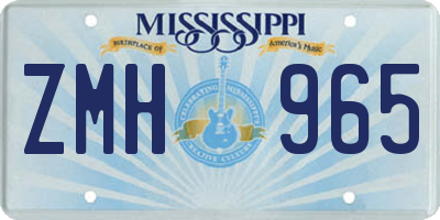MS license plate ZMH965