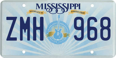 MS license plate ZMH968