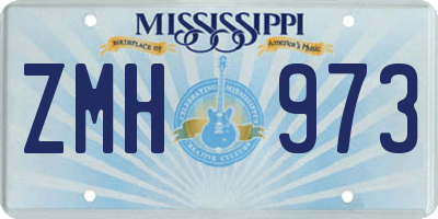 MS license plate ZMH973