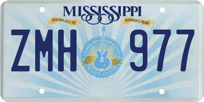 MS license plate ZMH977