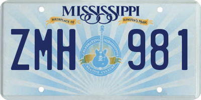 MS license plate ZMH981