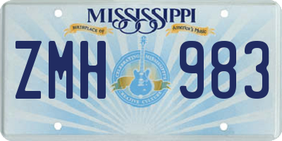 MS license plate ZMH983