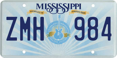 MS license plate ZMH984