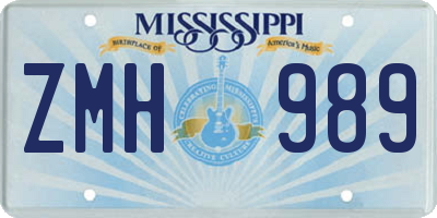 MS license plate ZMH989