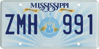MS license plate ZMH991