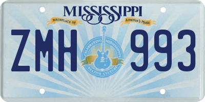 MS license plate ZMH993