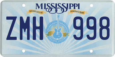 MS license plate ZMH998