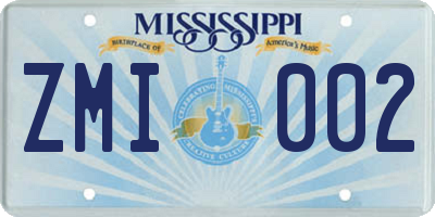 MS license plate ZMI002