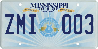 MS license plate ZMI003