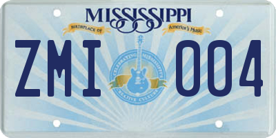 MS license plate ZMI004