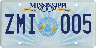 MS license plate ZMI005