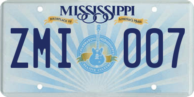 MS license plate ZMI007