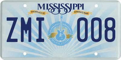 MS license plate ZMI008