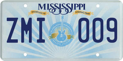 MS license plate ZMI009
