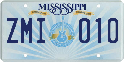 MS license plate ZMI010